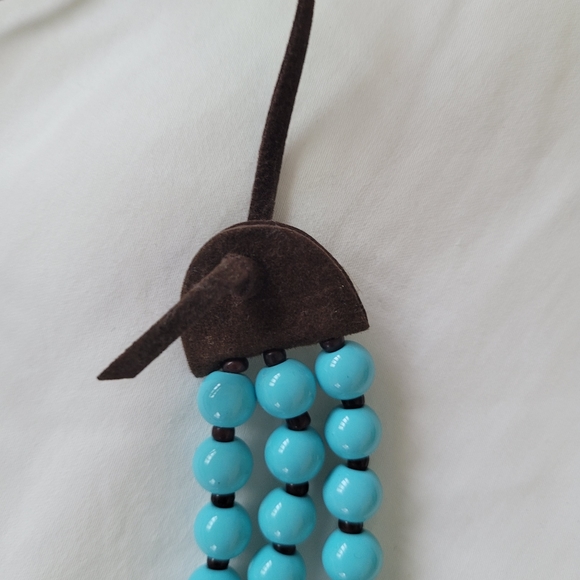 JCrew Turquoise and Chocolate Brown Leather Necklace - Picture 2 of 8